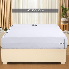 Utopia Bedding Fitted Sheet, Brushed Microfibre, up to 30 cm, OEKO-TEX Standard 100, 160 x 200 cm, White