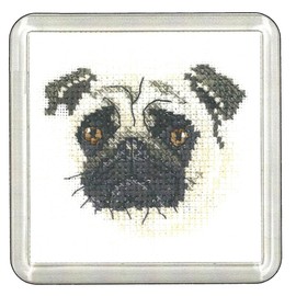 Heritage CFPU1391-A Pug (A) Counted Cross Stitch Kit Coaster Size 7.5 x 7.5 cm