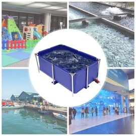 Canvas Fish Pond, Stainless Steel Show Water Tank Portable Water Storage Tank Foldable Breeding Koi Fish Pond Reservoir Aquarium Ornamental Swimming Pool, for Home Aquaculture