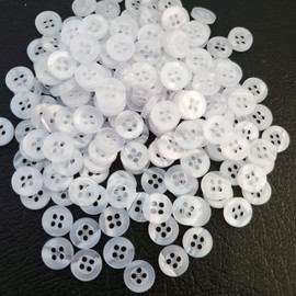 MajorCrafts® 120pcs 10mm Clear White Pearlescent 4 Holes Small Round Resin Sewing Buttons Craft Embellishments