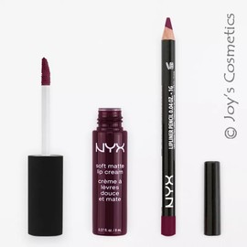 2 NYX Soft Matte Lip Cream 20 Copenhagen + Slim Lip pencil 808 Deep Purple Set *
