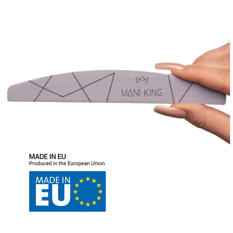MANI KING 100 Pcs Professional Half Moon Grey 100/180 Standard