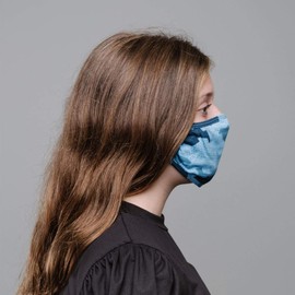 American Mask Group 2-Pack Reusable Washable Kids Cloth Face Masks - Unisex Face Covering with Adjustable Ear Loops - Dual Layer 100% Cotton - Soft & Breathable Fabric Face Mask - Blue Camo