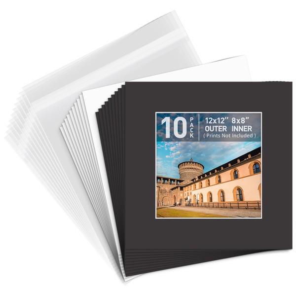 Golden State Art, Pack of 10, Pre-Cut 12x12 Black Picture