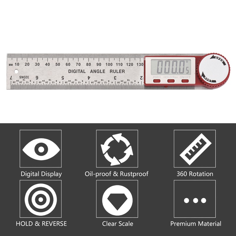Digital Angle Finder Ruler 7inch/ 200mm Stainless Steel Angle Finder
