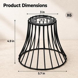6 PCS Bell Metal Cage Lamp Shades, Wire Lamp Shade Replacement, Metal Cage Bulb Guard Lamp Shades, Black Light Fixture Shades for Pendant Chandelier Wall Sconce Ceiling Lights