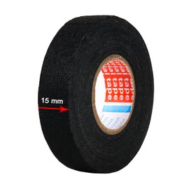 ZZJMCH 2 Rolls Black Wire Harness Cloth Tape, Speaker Wiring Harness Cloth Tape, for Automobile Electrical Wire harnessing Noise Dampening Heat Proof (Width: 15mm, Length: 50Ft)