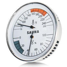 HUANTAITAI 2 in 1 Sauna Thermometer Fahrenheit, Hanging Sauna Temperature Gauge for Sauna Rooms Infrared Steam Sauna Accessories, Temperature Range 70-250°F, Humidity Range 0-100%
