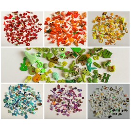 TomToy Yellow I Spy Trinkets for Rainbow I Spy Bottle/Bag, Colorful Miniatures, Mixed Buttons, Beads, Charms, 1-3cm, Set of 50