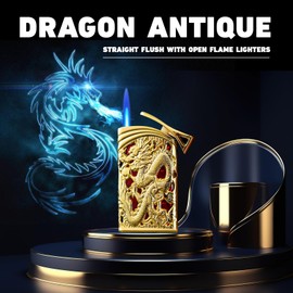 VHXSQOATZ Cool Vintage Metal Lighters, Torch Lighters Butane Refillable, Jet Torch Lighters Unique Gifts for Men, for Grill Candles(NO Butane Fuel) (#05)