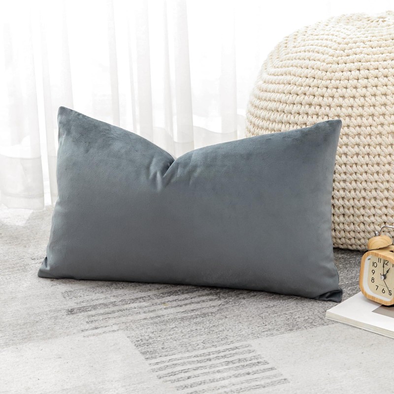 Artscope Luxury Velvet Cushion Covers Decorative Rectangle Pillowcases Soft Solid