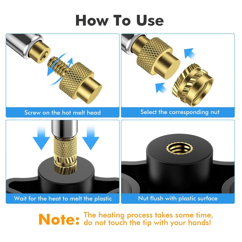 VIBINHO Threaded Inserts Soldering Tips Set, 130 Pieces Melting Thread,