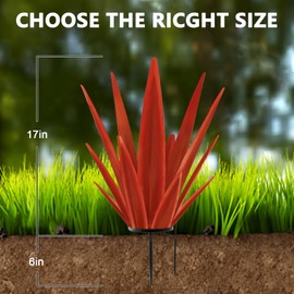 TOMBABY Enlarge Metal Plants Tequila Rustic Sculpture, Outdoor Patio Yard, Home Decor Hand Painted Agave Garden Statue, Outdoor Lawn Ornaments Yard Stakes for Mom Gift (1 Big RED)