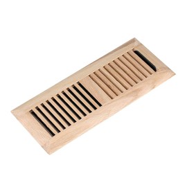Qirui White Oak Hardwood Drop in Floor Register, 4X12 Inch, High Output Air Flow, with Damper, Unfinished