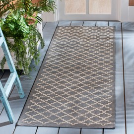 SAFAVIEH Courtyard Collection 2'3" x 10' Anthracite/Beige CY6919 Trellis Indoor/ Outdoor Waterproof Easy Cleaning Patio Backyard Runner Rug