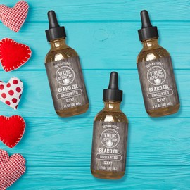 Viking Revolution Viking Revolution Beard Oil for Men - Unscented - Natural Mens Beard Oil with Argan Oil and Jojoba Oil - Beard Softener, Strengthens and Moisturizes - Beard Conditioner for Men (3 Pack, 3 Fl Oz)