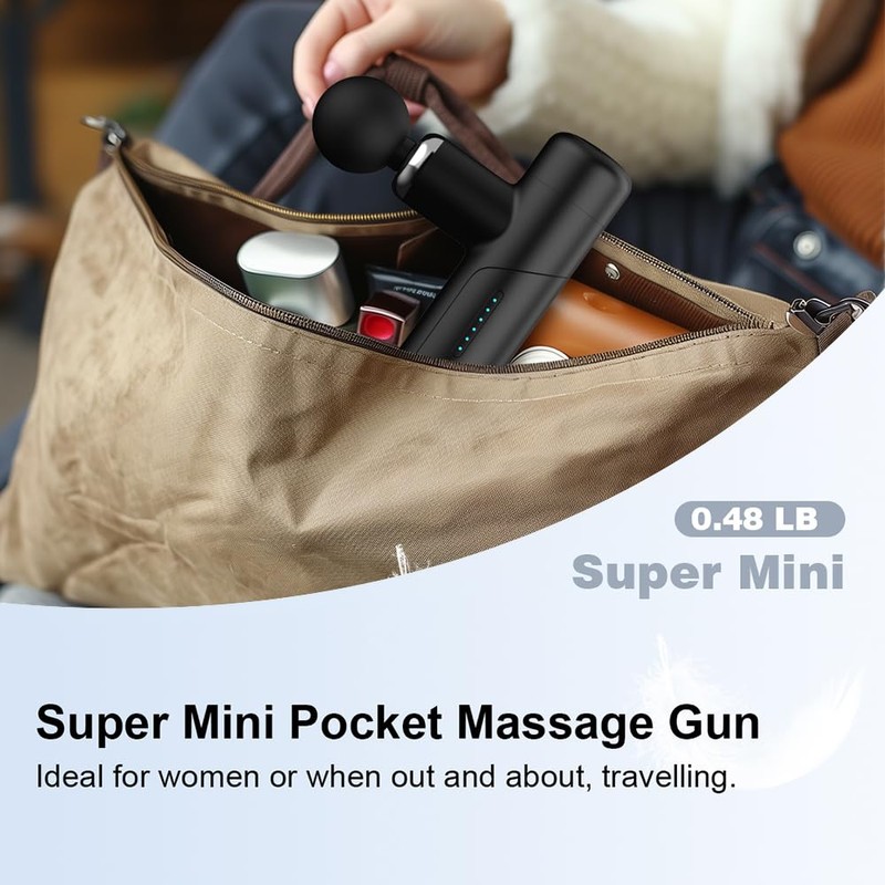 YAEIY Mini Massage Gun, Pocket-Sized Massager, Back Massager with 4