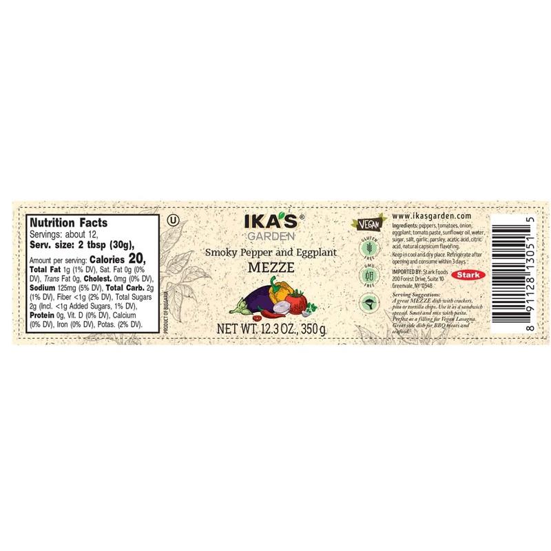 Ika's Garden Appetizer Vegetables (Pack of 1, Smoky Pepper Eggplant