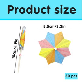 Pack of 50 Cocktail Umbrellas, Cocktail Umbrellas, Paper Umbrellas, Cocktail Accessories, Decoration, Paper Umbrellas, Environmental, Octagonal Cocktail Umbrella, Ice Umbrellas, for Cakes, Desserts