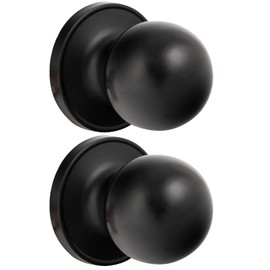 HOSOM 2 Pack Dummy Door Knob Matte Black Dummy Door Knob Single Side Closet Door Knob Set Keyless, Exterior/Interior Door Handle, Individual Non-Turning