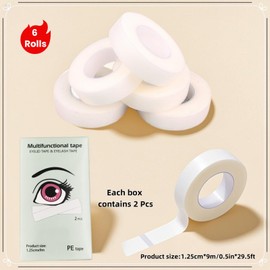 6 Rolls Eyelash Tape Set – PE Micropore Medical Lash Tape for Eyelash Extensions, Makeup, Lash Tech Supplies, Clear and Breathable, 0.5 inch x 10 Yards per Roll (Transparent)