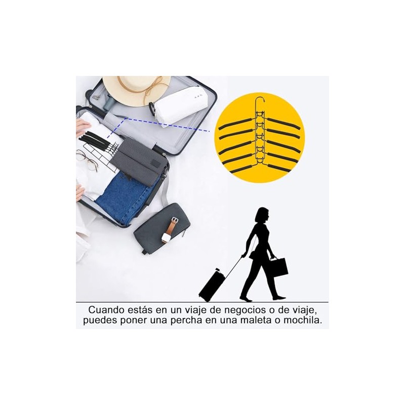 Ganchos para Ropa, 2 Piezas Ganchos para Pantalones Multicapa Desmontable