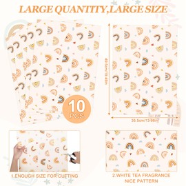 Whaline - 10 hojas de forros bohemios para cajones de té blanco perfumado con aroma a té blanco, forros de papel para cajones en el hogar, clóset, clóset, 19.5 x 14 pulgadas