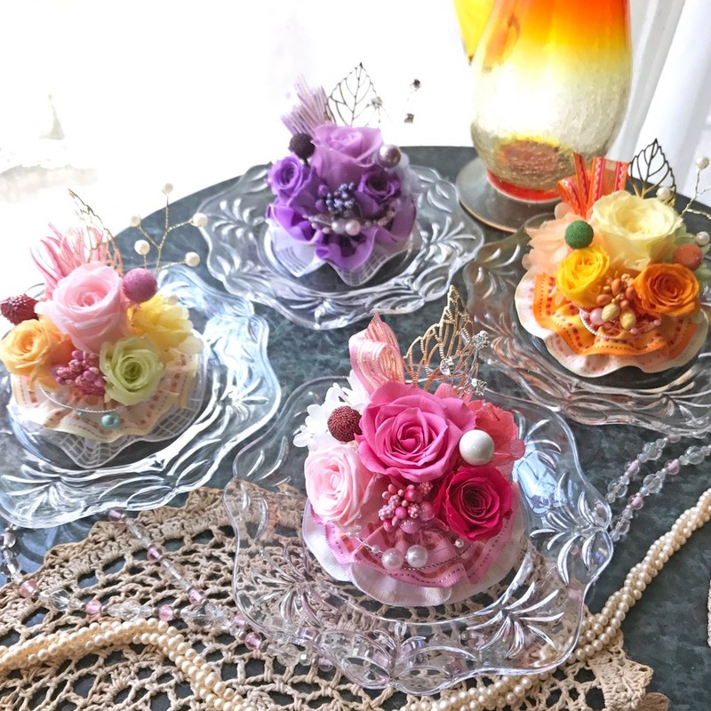 NEW 3 Diana Roses Preserved Flowers, Glass Dome Display, Purple