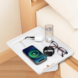 LOREEOU Bedside Shelf for Bunk Beds & Top Bunk, College Dorm Room Essentials & Kids Room - Clip On Dorm Nightstand with Cable Catch, Holds 35lbs, White