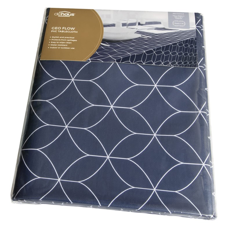 Dehaus® Wipe Clean Table Cloth - Navy Geo Flow -