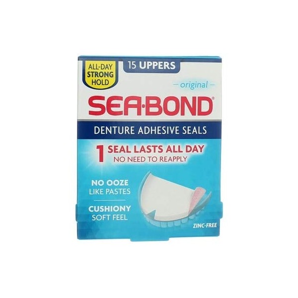 Sea-Bond Denture Adhesive Wafers Original, Uppers - 15 ea., Pack of 5