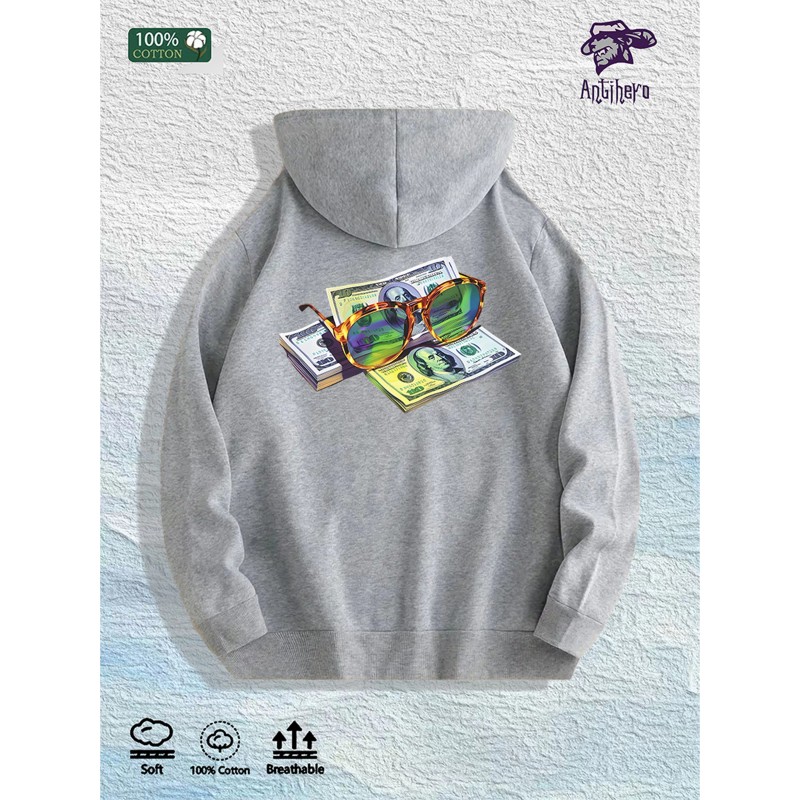 Money & Shades Graphic Hoodie 100% Cotton US Warehouse 7