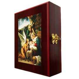 Nativity Icon Orthodox Catholic Christian, Adoration, Framed Box Wall Hanging or Table Box, For Prayer Ropes, Rosary, Jewelry, Anything Sacred, Wooden, Nativity of Jesus Christ 7 1/2 Inch