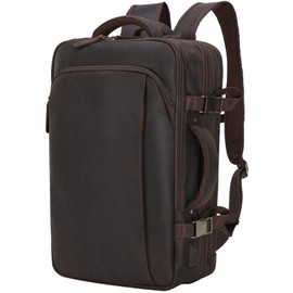 Vintage Leather Backpack for Men Fits 15.6 Inch Laptop Expandable 36L Business Travel Carry On Backpack School Daypack Weekender Bag