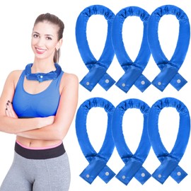 Cozypower 6 Pcs Cooling Neck Wraps with Button Chill Wrap Cooling Bandana Neck Cooler Cooling Scarf for Hot Weather Ice Neck Wrap Scarf Summer Outdoors(Blue)