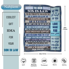 to Son in Law Gift Blanket Birthday Ideal for Son-in-Law Throw from Mother in Law Blankets Soft Warm 50" X 60"