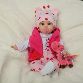 Rebomn Baby Dolls 22 Inch -Realistic Baby Doll Toddler Girl with Hair Weighted Lifelike Baby Vinyl Limbs &Soft Cloth Body Feeding kit Toys Birth Certificate Accessories Gifts for kids Age 3+