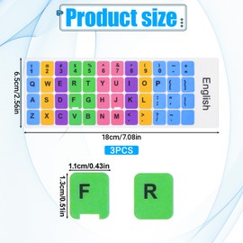 3 Pcs Keyboard Letter Stickers Universal English Keyboard Stickers Colorful English Keyboard Replacement Stickers Non Transparent Keyboard Letters Replacement Stickers for Laptop Desktop Computer