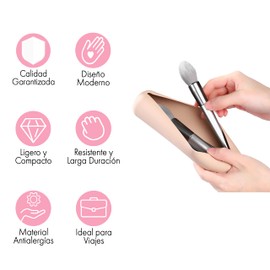 Seviete. Funda para brochas de maquillaje. Protección para tus brochas de maquillaje. Funda de silicón. Soporte de viaje portátil impermeable para brochas. Color Nude.