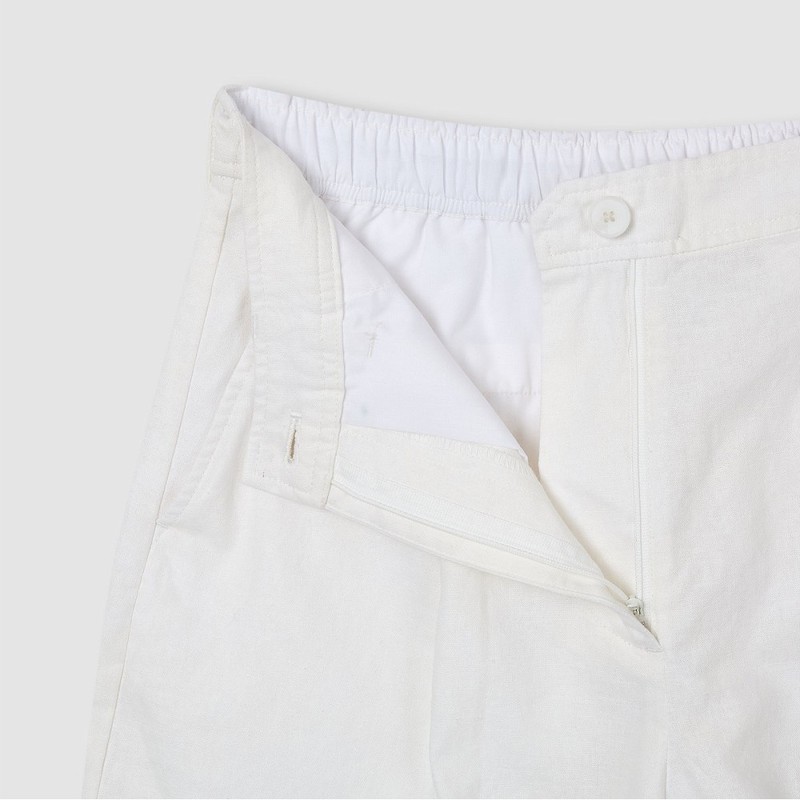 JAJU [JAJU] Soft Linen Blend Half Pants_White