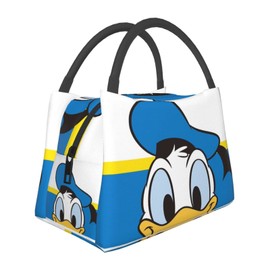 Donald Duck Insulated Lunch Bag Black Lunch Box Thermal Insulated Cooler Bag with Zipper Compact Lunch Bag Soft Cooler Tote Eco Bag