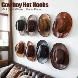 Aoodaily 2.8 Inch Hat Hooks for Wall - (16 Pack) Cowboy Hat Rack, Strong Adhesive Cap Holder, Organizer for Baseball Caps, Western Room Decor - Clear