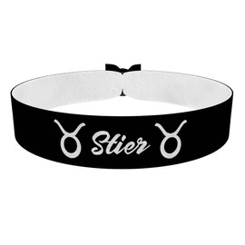 Stier Sternzeichen Text schwarz - Stoffarmband aus Satin - wasserfest und langlebig - Sternzeichen Geschenk - Zodiac Armband für Frauen und Männer - modisches Accessoire - Geschenkidee für Stier