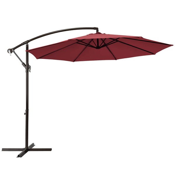 Tangkula 10FT Patio Offset Umbrella, Outdoor Cantilever Umbrella with Easy