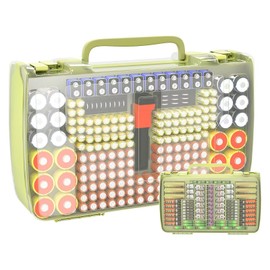 Aptbyte Battery Organizer Storage Holder Box Case with Tester- 269 Batteries Double-Sided Variety Pack, Holds AA AAA 4A C D Cell 9V 3V Lithium LR44 CR2 CR123 CR1632 18650 Button- Green (Box Only)