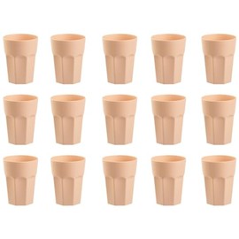 ENGELLAND - 15 x Plastic Cups Apricot Pastel Colours 400ml Calibration Line Shatterproof Stackable Reusable Plastic Reusable Party Cups Drinking Glass