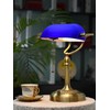 Newrays Blue Glass Bankers Desk Lamp, Stepless Dimmable Table Lamp
