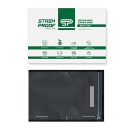 Stash Proof Resealable Zipper Vacuum Seal Bags 11" x 16" (50 Count) 5.5 Mil (Black and Clear) - BPA Free Commerical Grade Food Saver for Storage, Sous Vide, and Meal Prep Sealer Bag