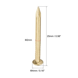 sourcing map Small Tiny Brass Nails 2x25mm for DIY Decorative Pictures Wooden Boxes Household Accessories 50pcs