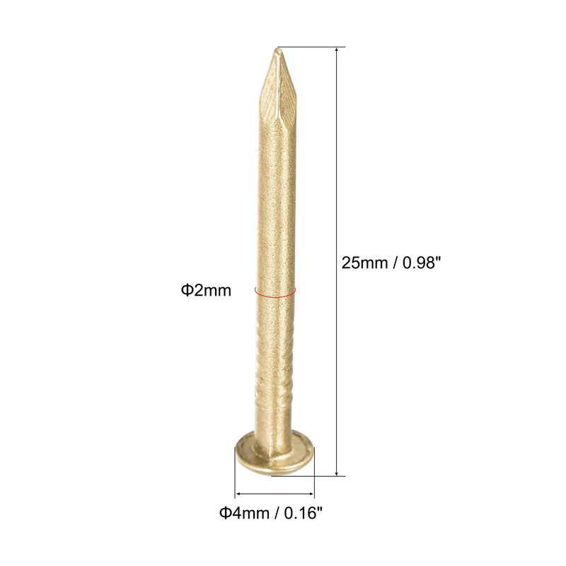 sourcing map Small Tiny Brass Nails 2x25mm for DIY Decorative